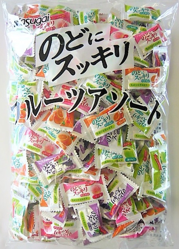 春日井 のどにスッキリフルーツアソート 1kg（個包装込） 飴（あめ）・キャンディー うえだがしドットコム は駄菓子の通販問屋です