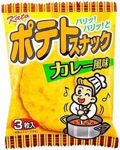 ポテトスナック　カレー風味　3枚　20袋入　駄菓子スナック　かとう製菓